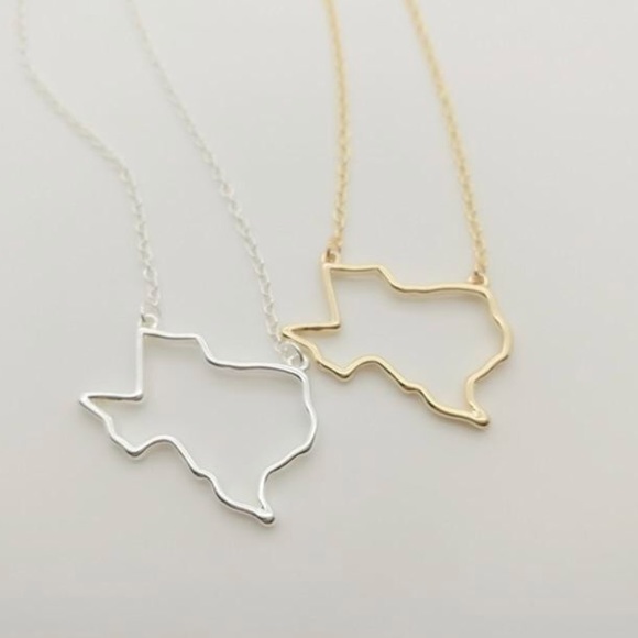 Salty Cold Brew Jewelry - Dainty Texas Outline Pendant Necklace Salty Cold Brew Jewelry - Dainty Texas Outline Pendant Necklace